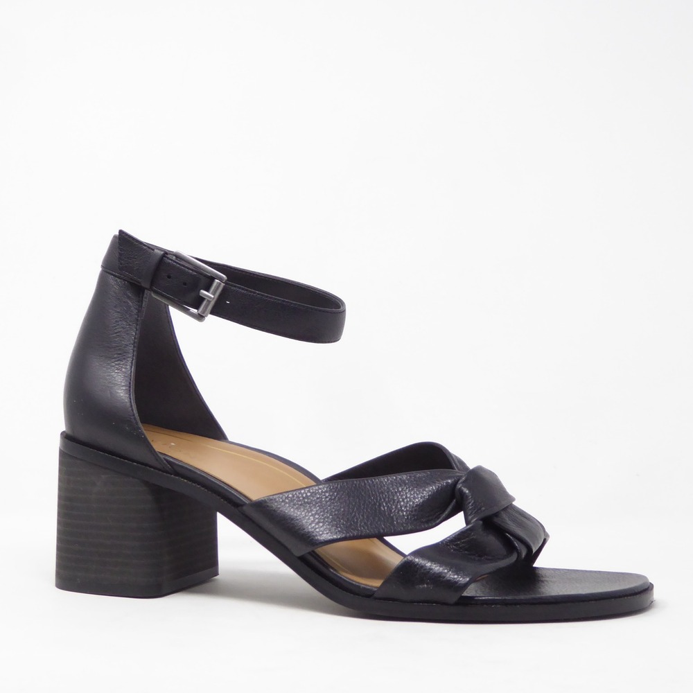 Vionic Womens Maia Sandals Knotted Black Leather Ankle Strap Block Heel 12W - Picture 2 of 8